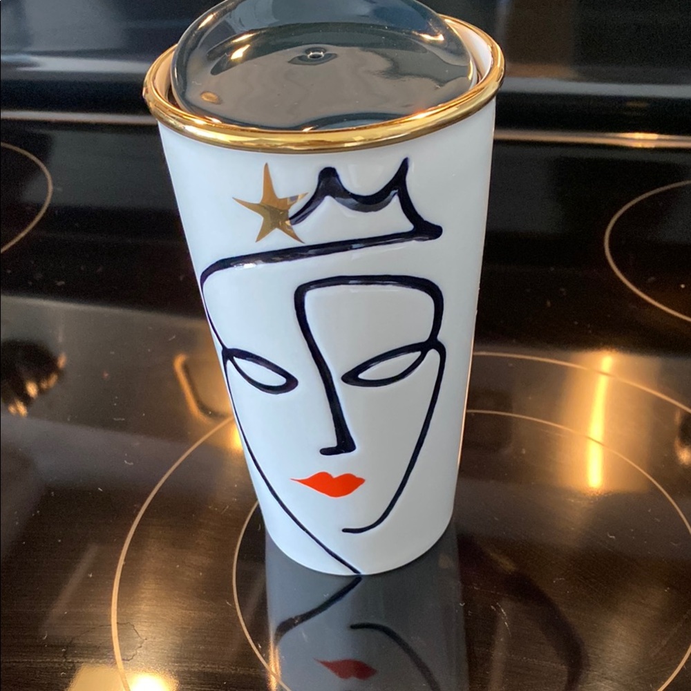 Vintage Collectible Stylish Ceramic Tumbler with Face Abstract Face Art